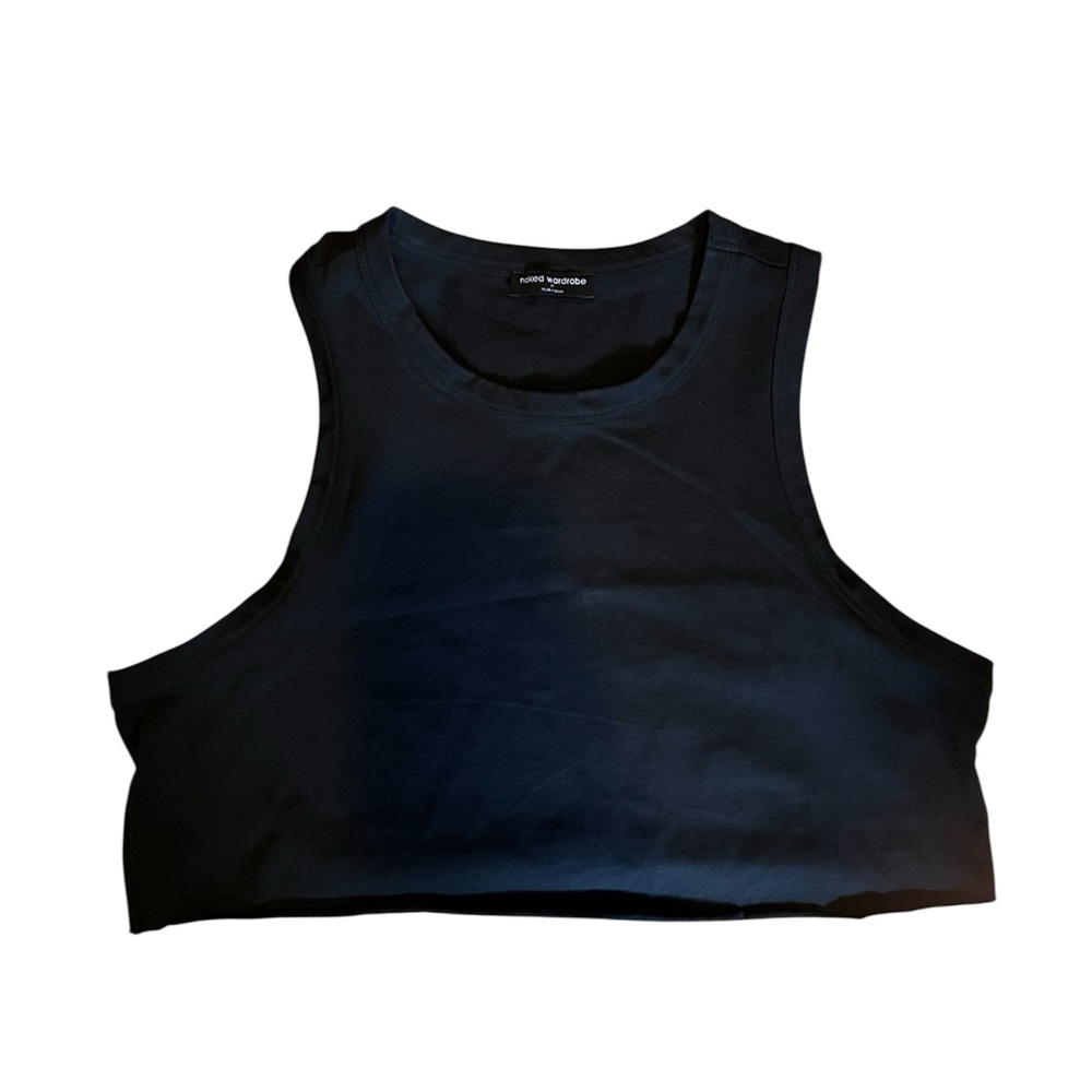NEW Naked Wardrobe Black 100% Cotton Cropped Top Sz XL